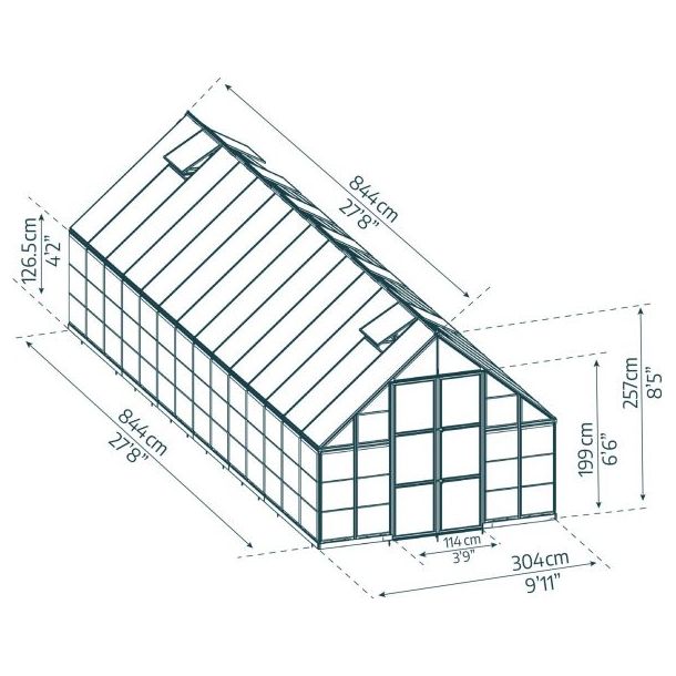 Palram - Canopia Balance 10' x 28' Greenhouse - Silver