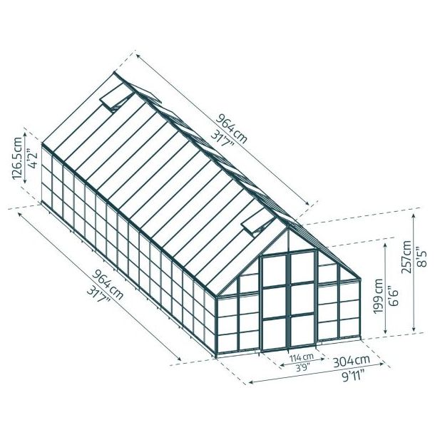 Palram - Canopia Balance 10' x 32' Greenhouse - Silver