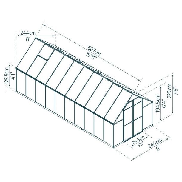 Palram - Canopia Essence 8' x 20' Greenhouse - Silver