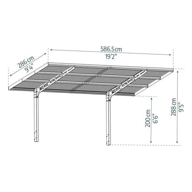 Palram - Canopia Sydney 10x20 Wave Single Carport - Black