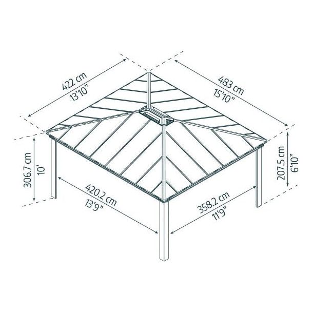 Palram - Canopia Dallas 14' x 16' Gazebo - Gray