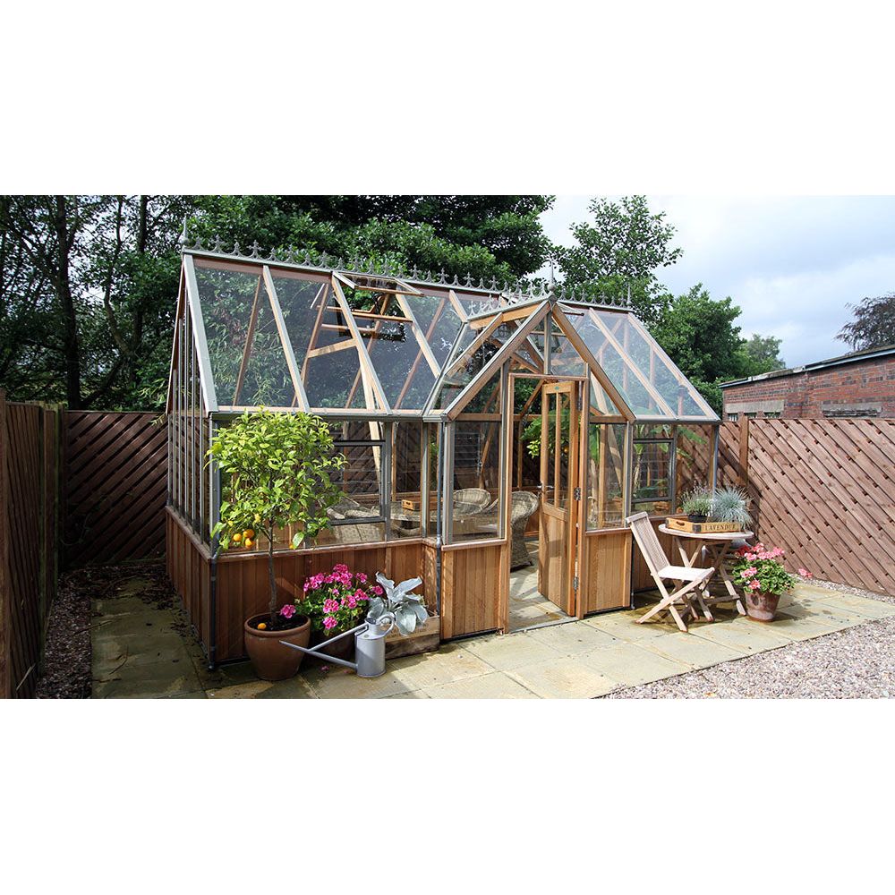 Cambridge T-shaped Cedar Half-Boarded Greenhouse