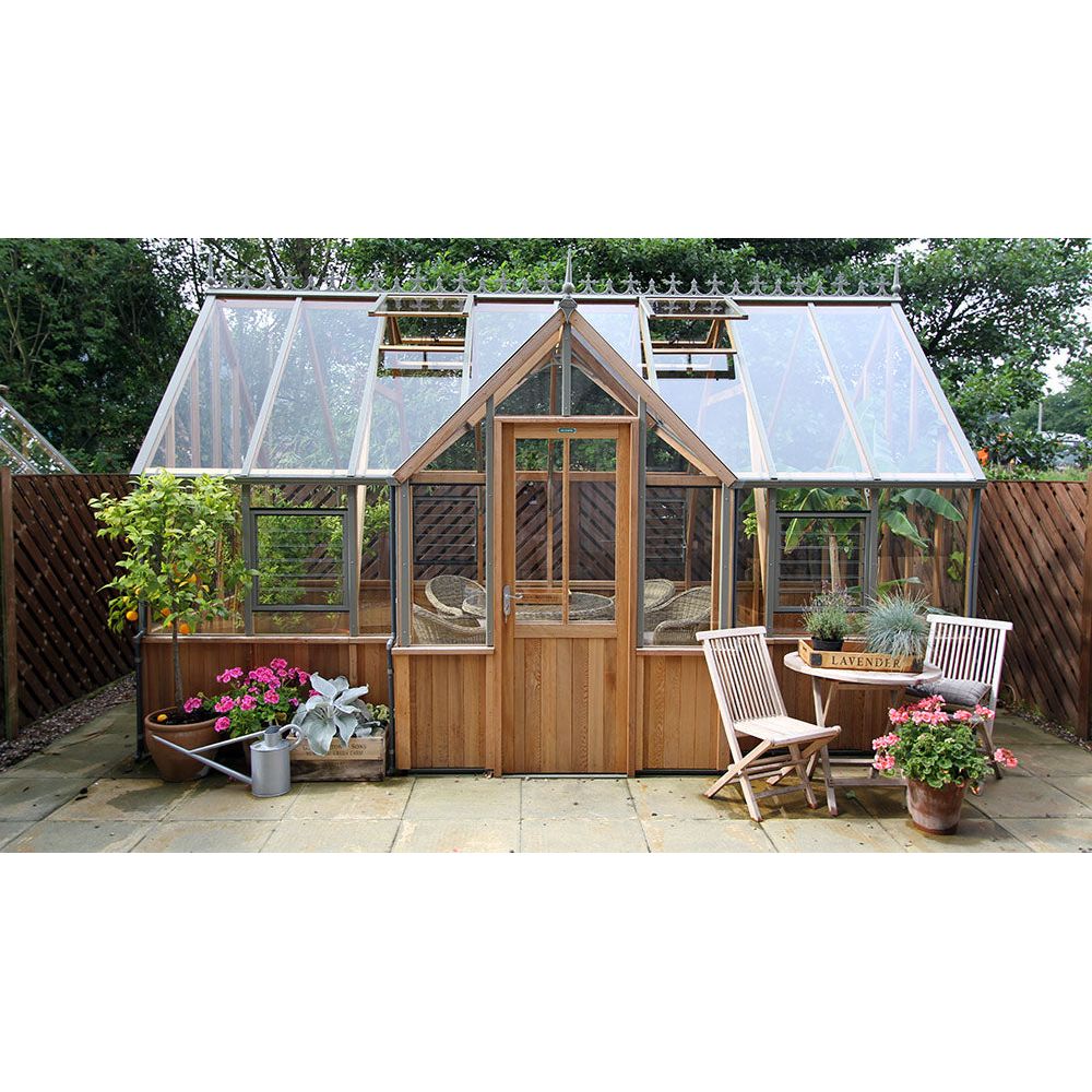 Cambridge T-shaped Cedar Half-Boarded Greenhouse