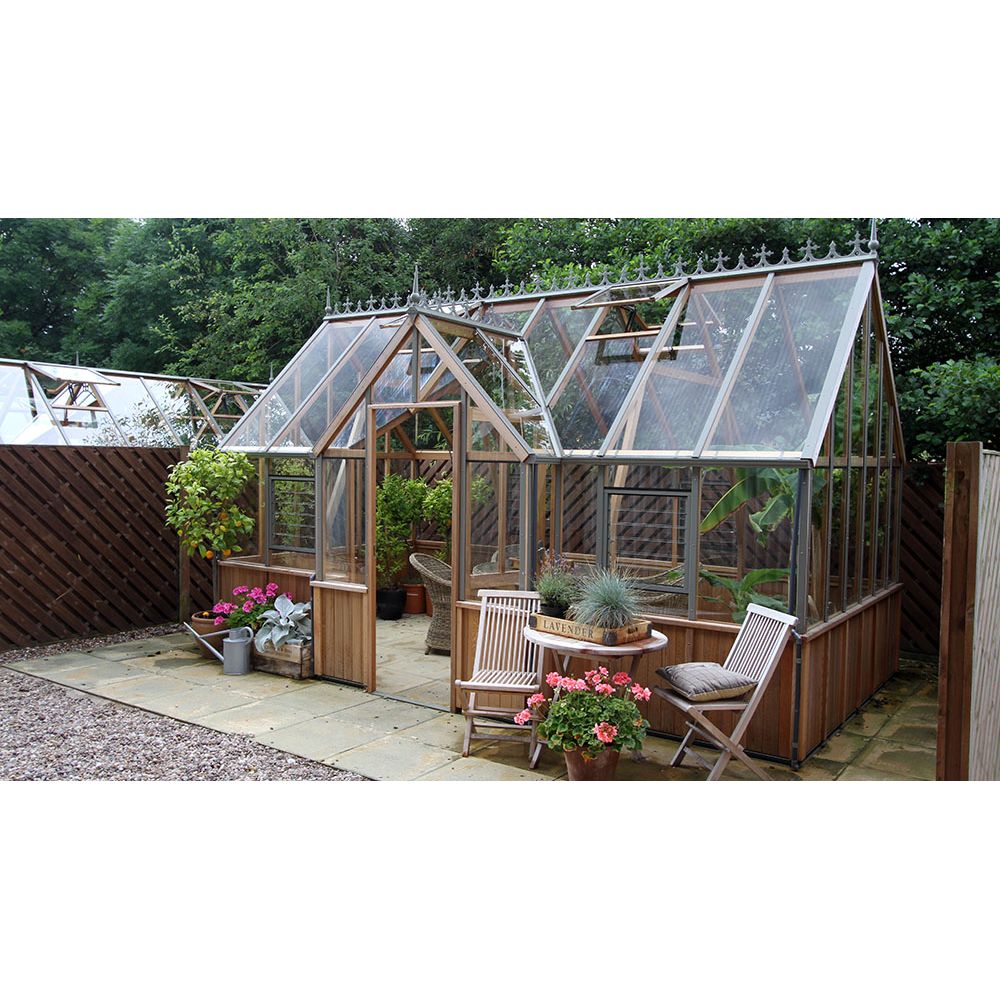 Cambridge T-shaped Cedar Half-Boarded Greenhouse