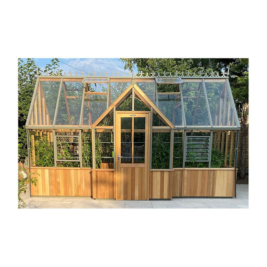 Cambridge T-shaped Cedar Half-Boarded Greenhouse