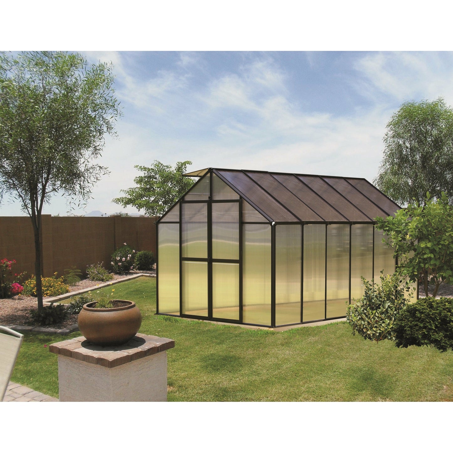 Mont Greenhouse 8FTx 12FT - Black Finish - Premium Package MONT-12-BK- PREMIUM