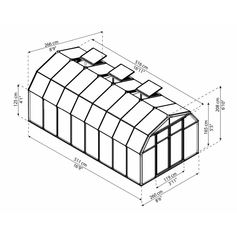 Palram - Canopia Hobby Gardener 8' x 16' Greenhouse