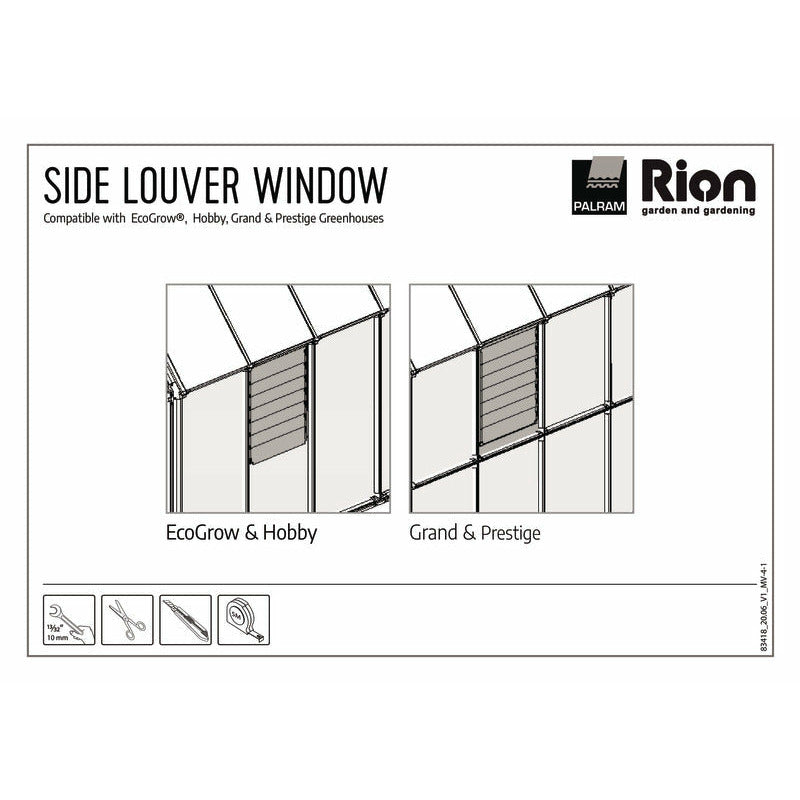 Palram - Canopia Side Louver Window for Prestige, Grand/Hobby Gardener and EcoGrow Greenhouses
