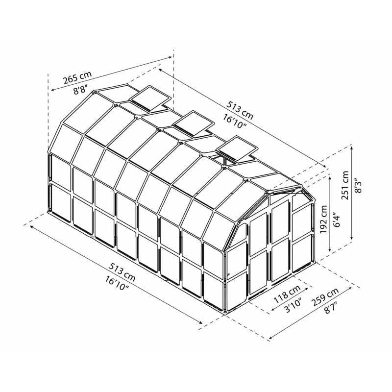 Palram - Canopia Prestige 8' x 16' Greenhouse - Clear
