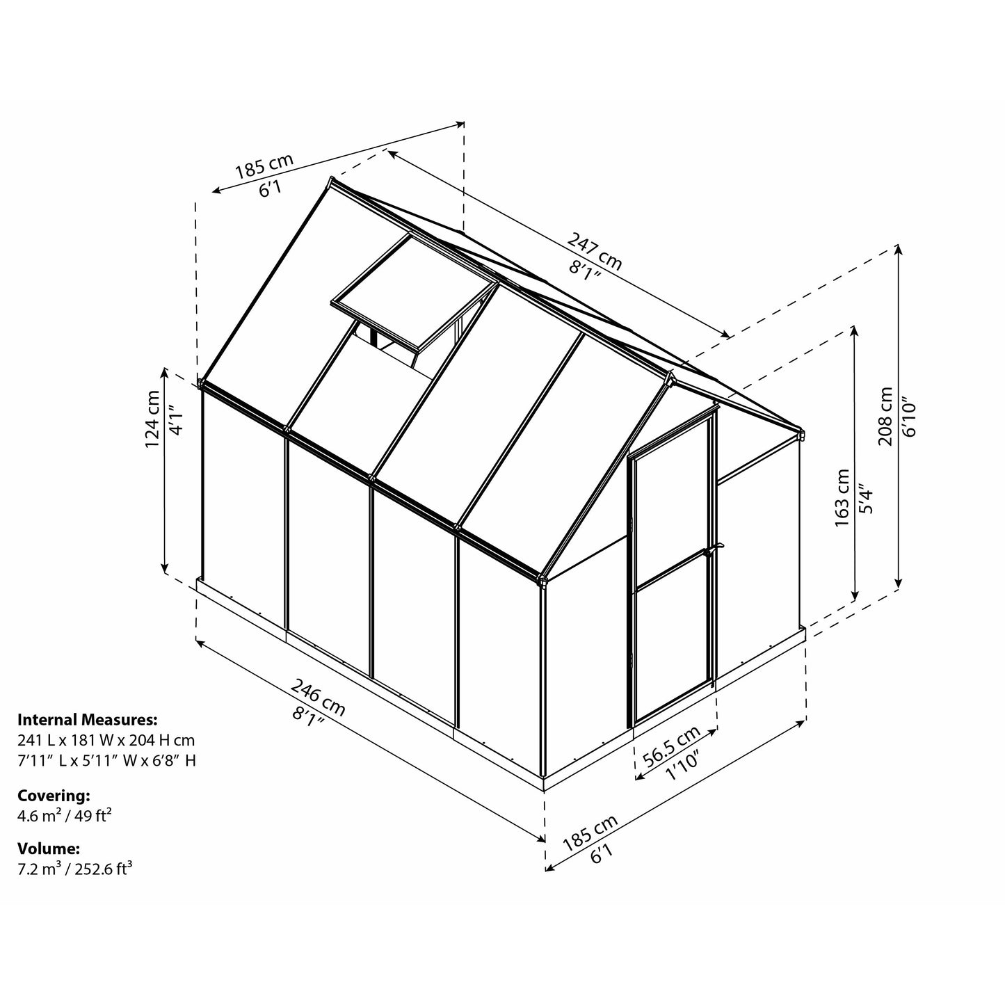Palram Mythos 6' x 8' Greenhouse - Gray
