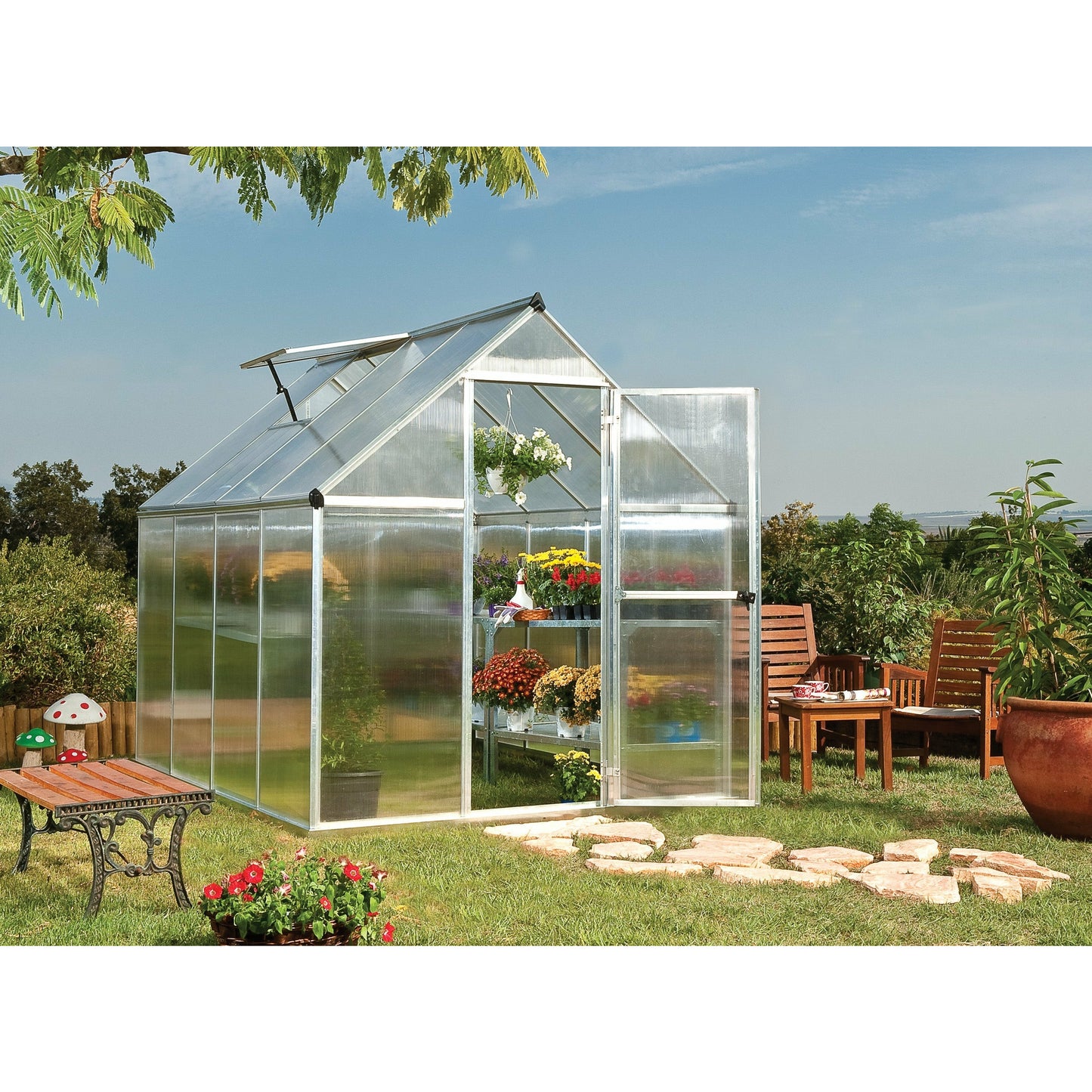 Palram Mythos 6' x 8' Greenhouse - Silver