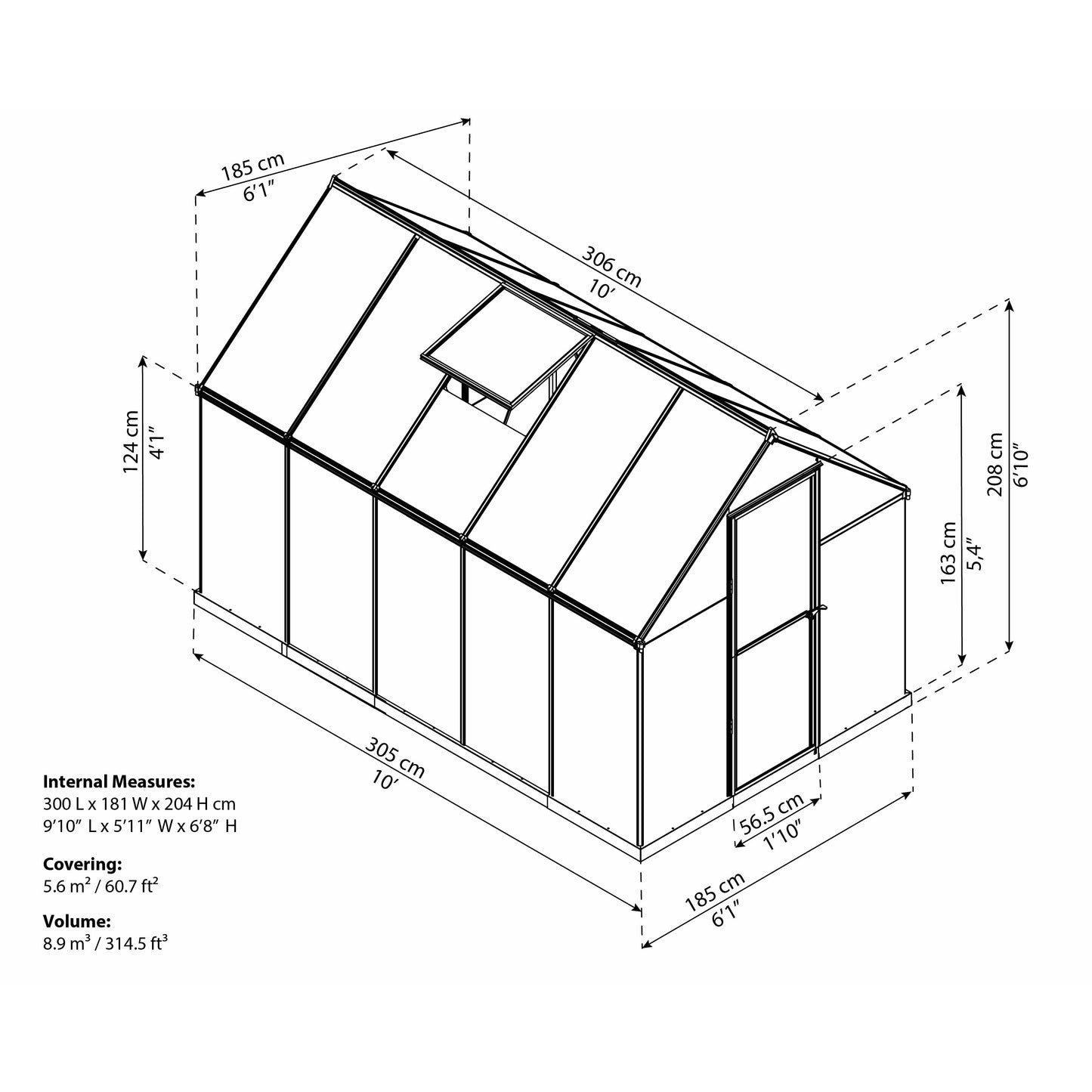 Palram Mythos 6' x 10' Greenhouse - Green