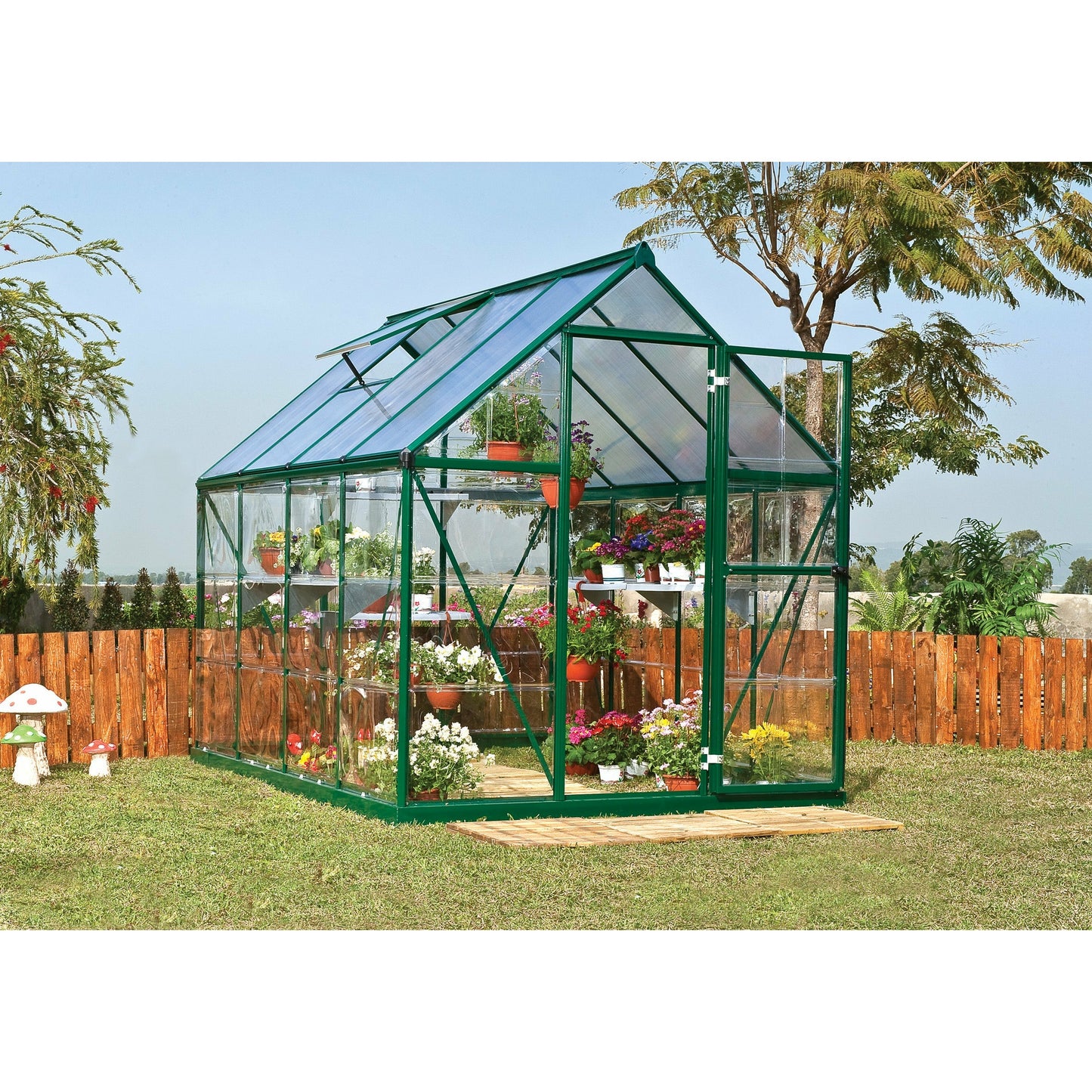 Palram Hybrid 6' x 8' Greenhouse - Green - One Box