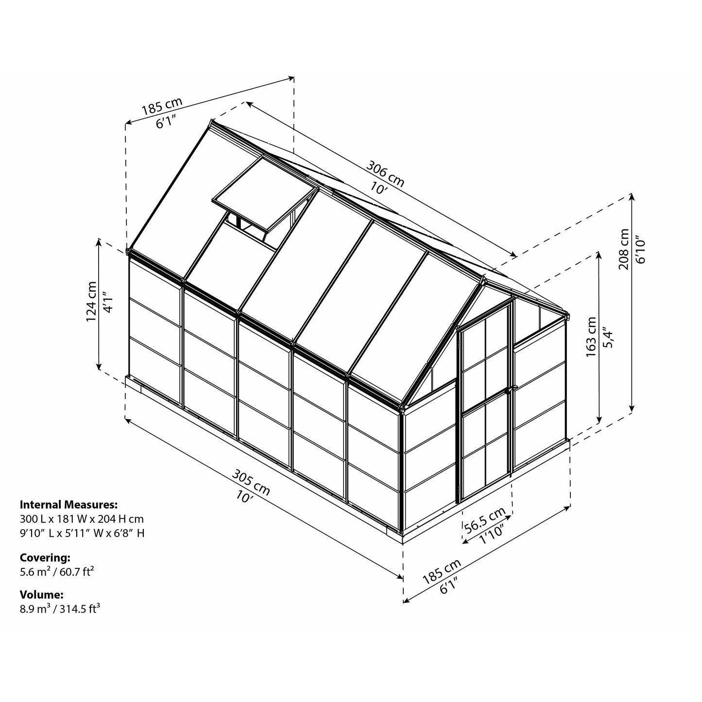Palram Hybrid 6' x 10' Greenhouse - Green