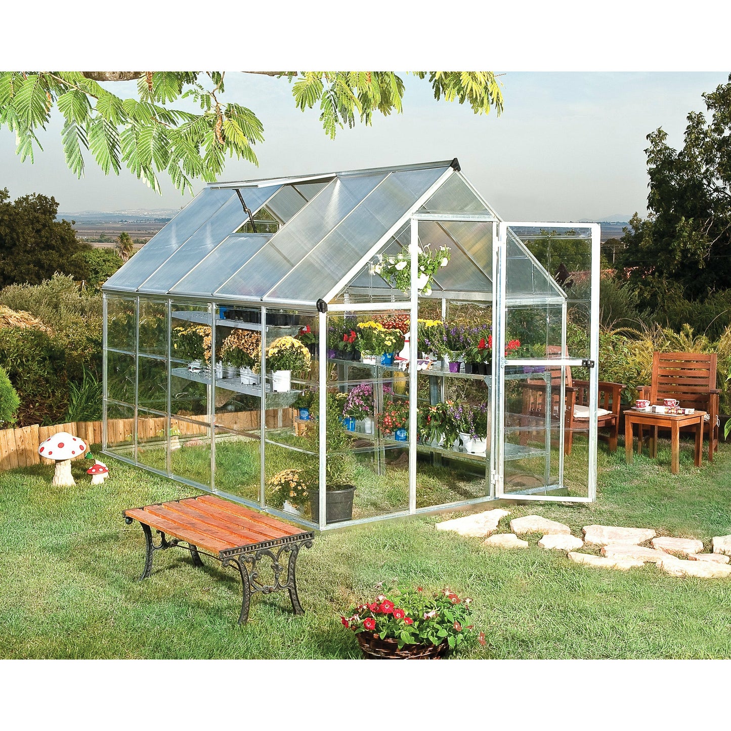 Palram Hybrid 6' x 10' Greenhouse - Silver