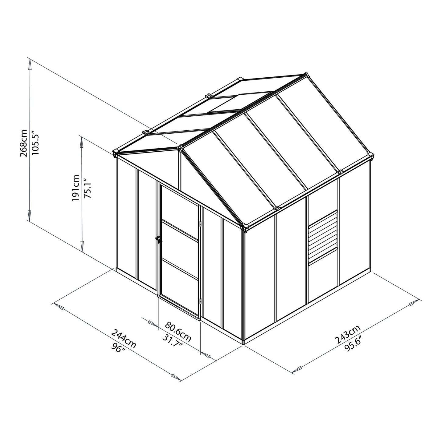 Palram Glory 8' x 8' Greenhouse