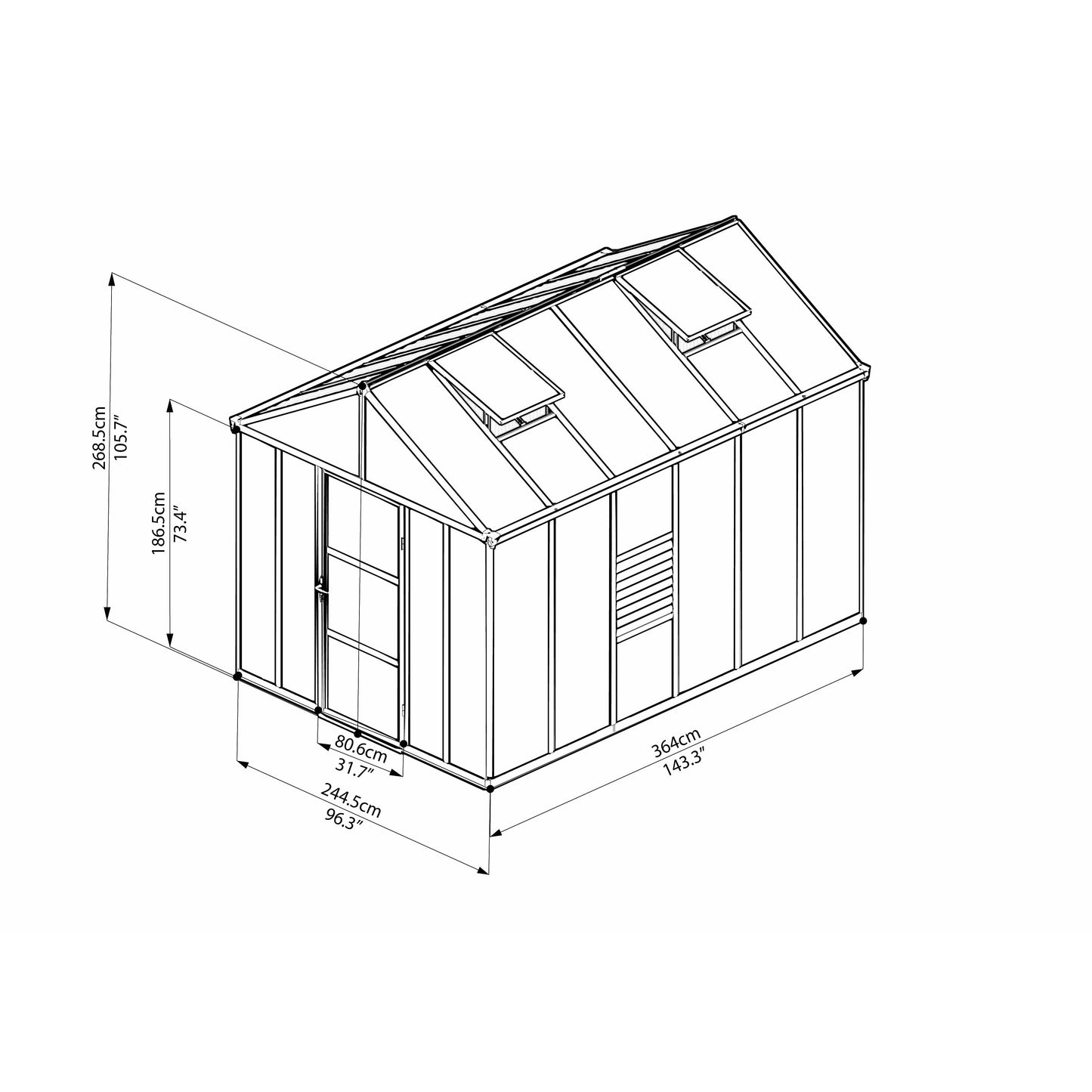 Palram Glory 8' x 12' Greenhouse