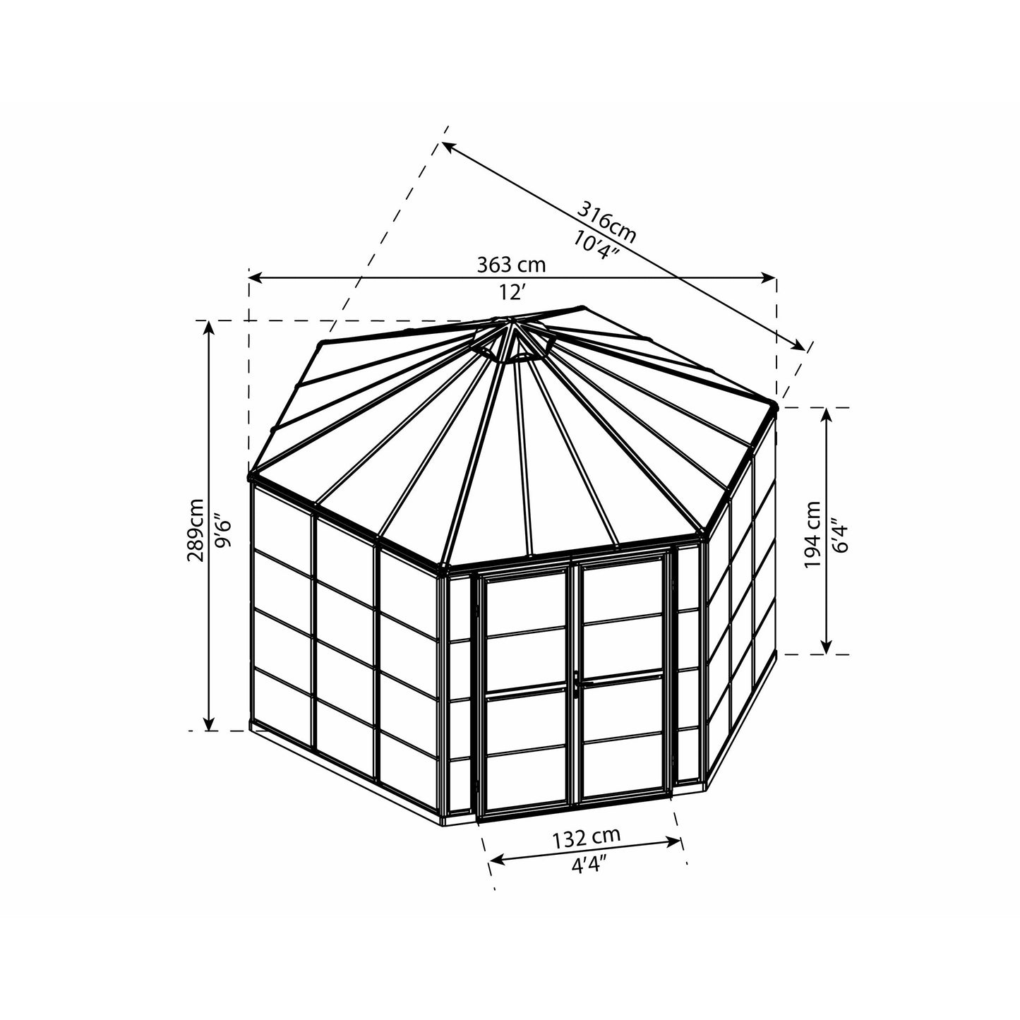 Palram Oasis Hex Greenhouse 12'