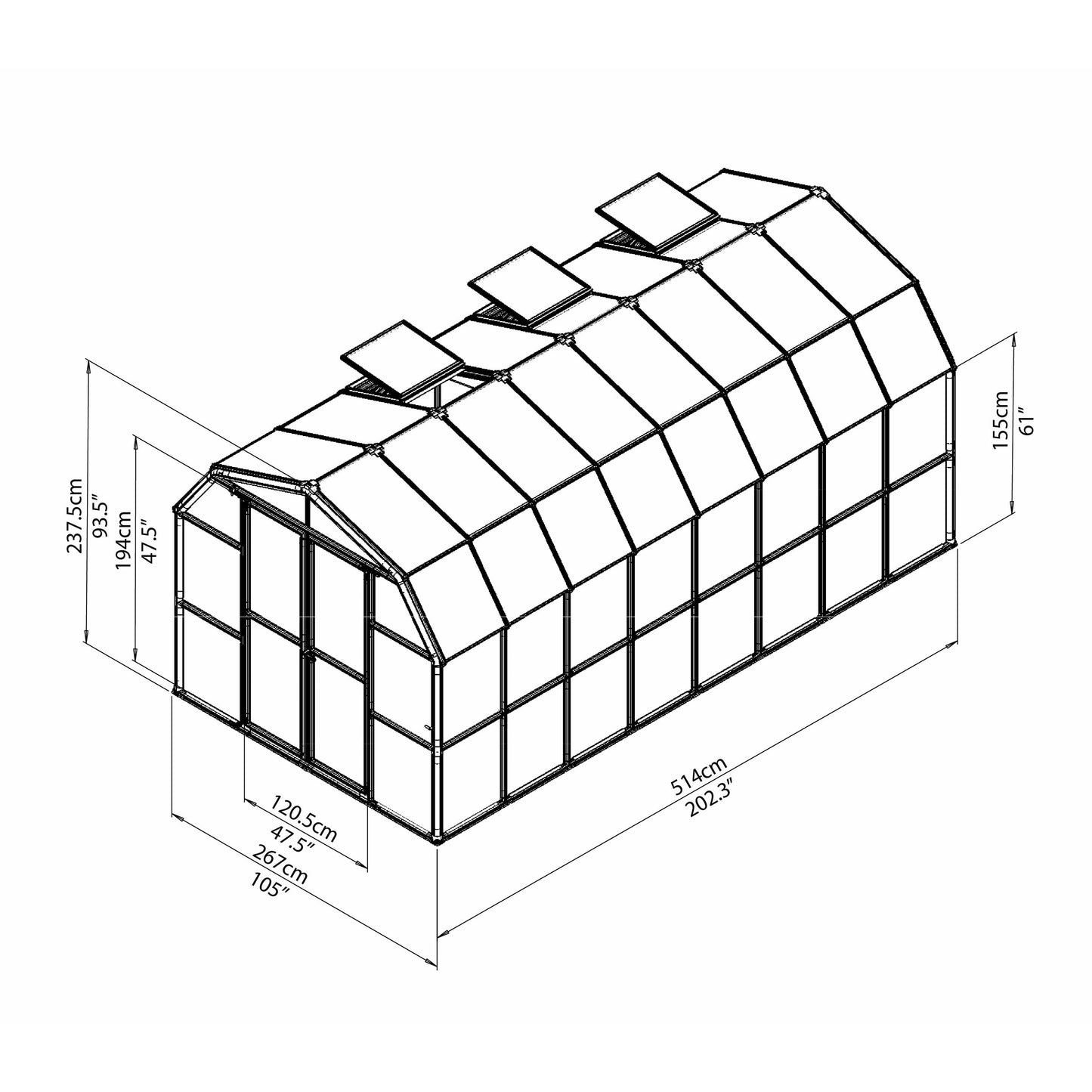 Rion Grand Gardener 8' x 16' Greenhouse - Clear