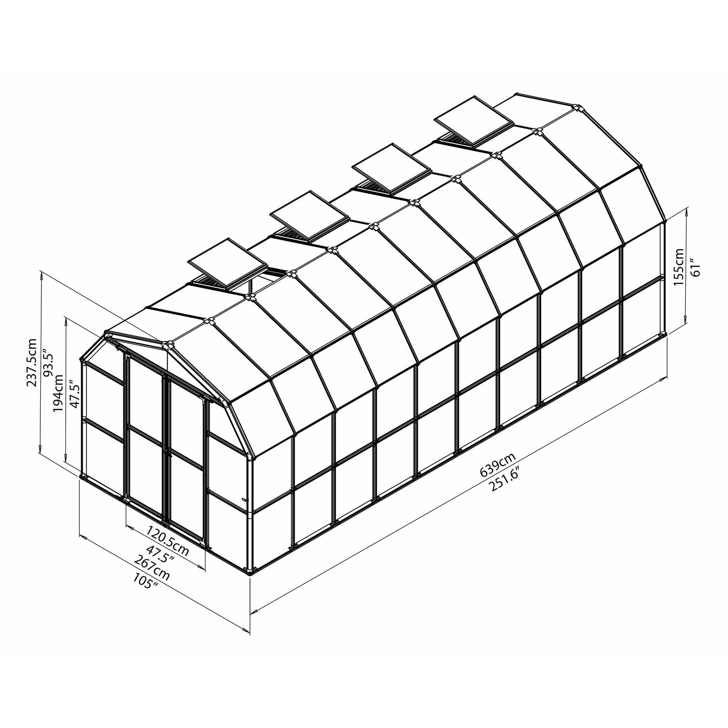 Rion Grand Gardener 8' x 20' Greenhouse - Clear