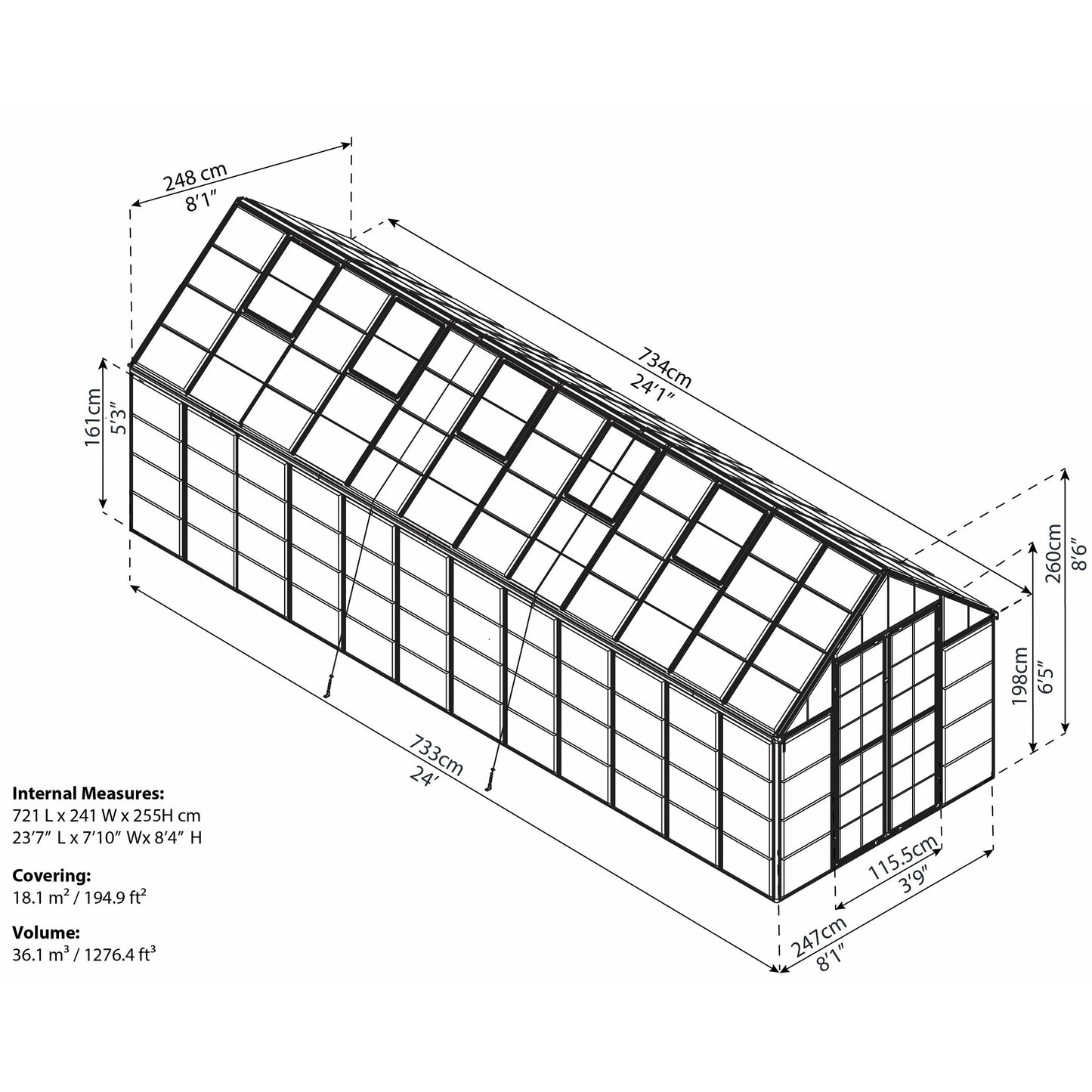 Palram Snap & Grow 8' x 24' Greenhouse - Silver