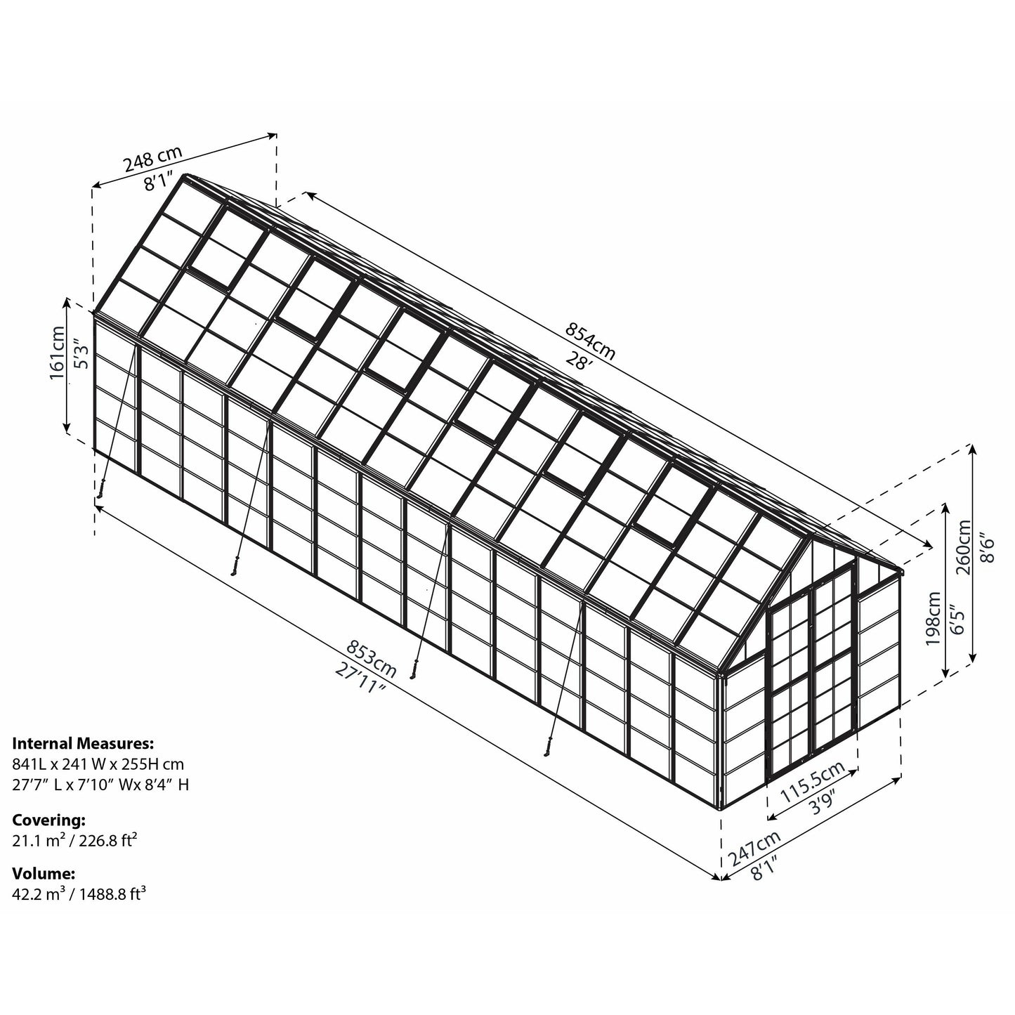 Palram Snap & Grow 8' x 28' Greenhouse - Silver