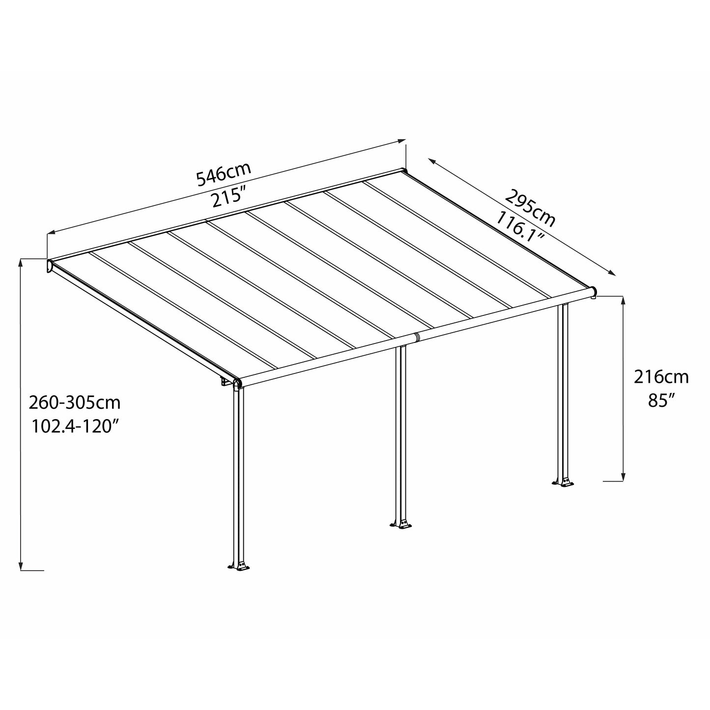 Palram Olympia 10' x 18' Patio Cover - Gray/Bronze