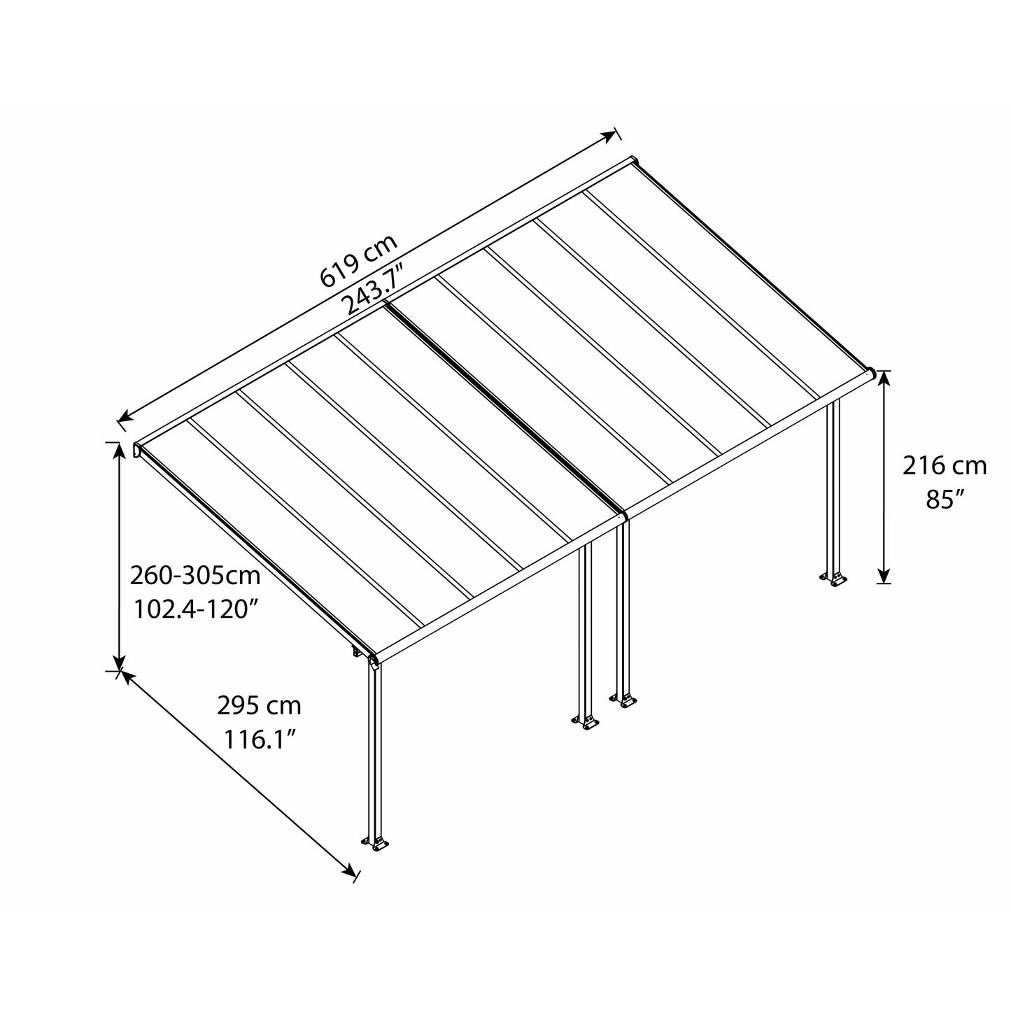 Palram Olympia 10' x 20' Patio Cover - Gray/Bronze