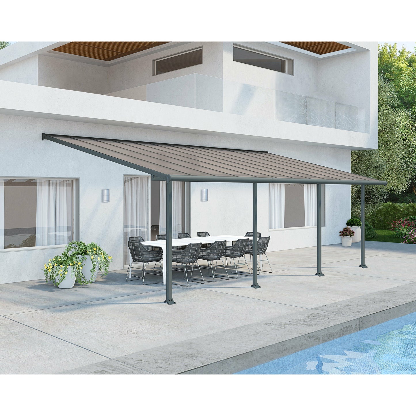 Palram Olympia 10' x 24' Patio Cover - Gray/Bronze