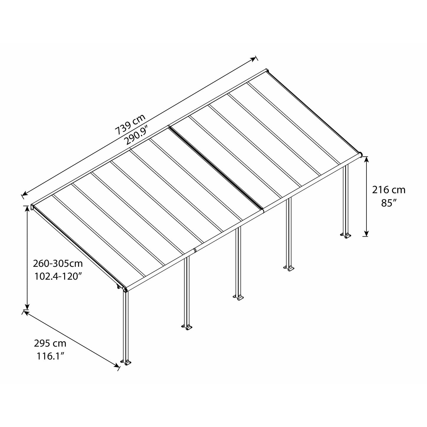 Palram Olympia 10' x 24' Patio Cover - Gray/Bronze
