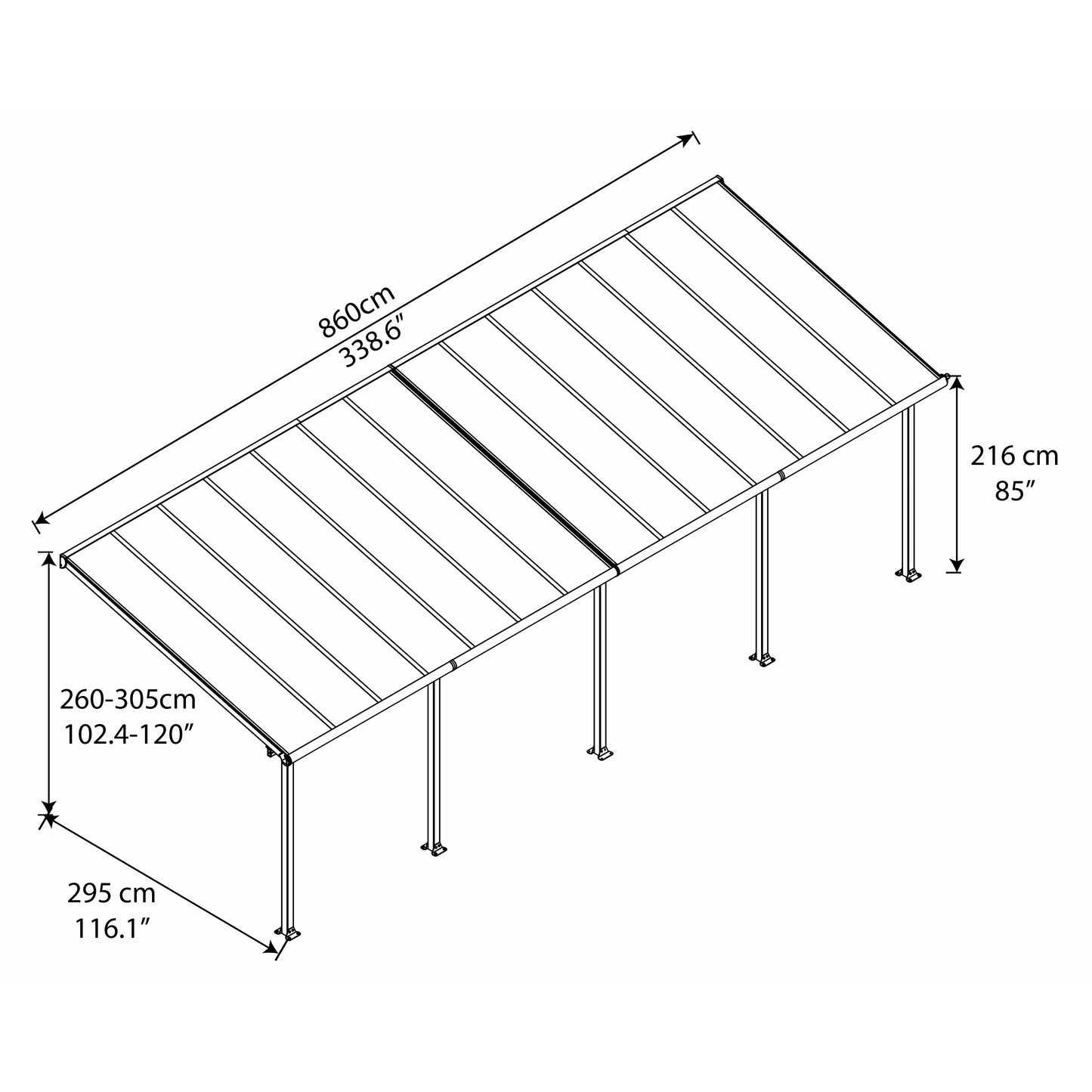 Palram Olympia 10' x 28' Patio Cover - Gray/Bronze