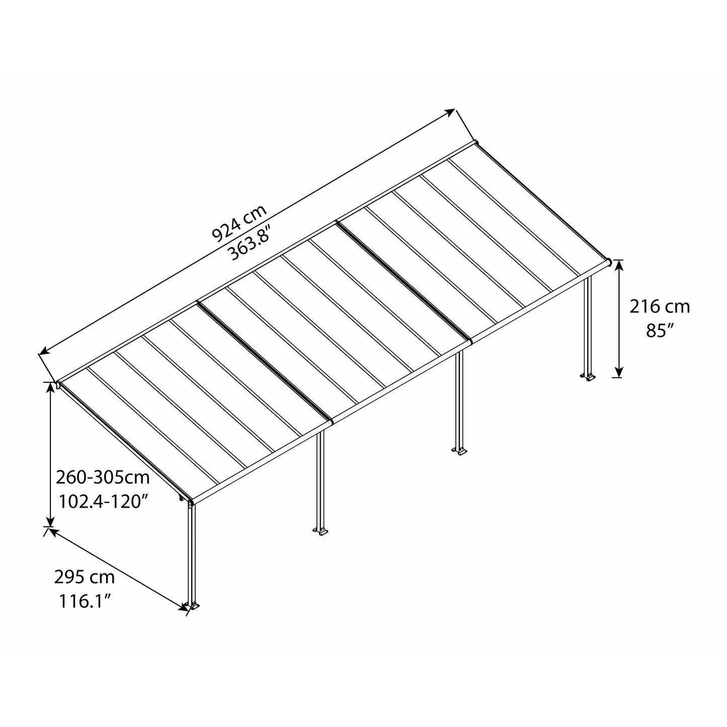Palram Olympia 10' x 30' Patio Cover - Gray/Bronze