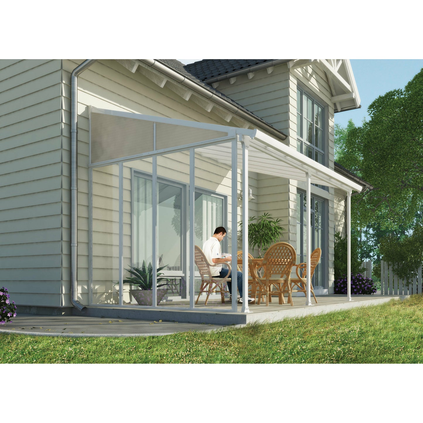Palram Feria 10' Patio Cover Sidewall Kit - White