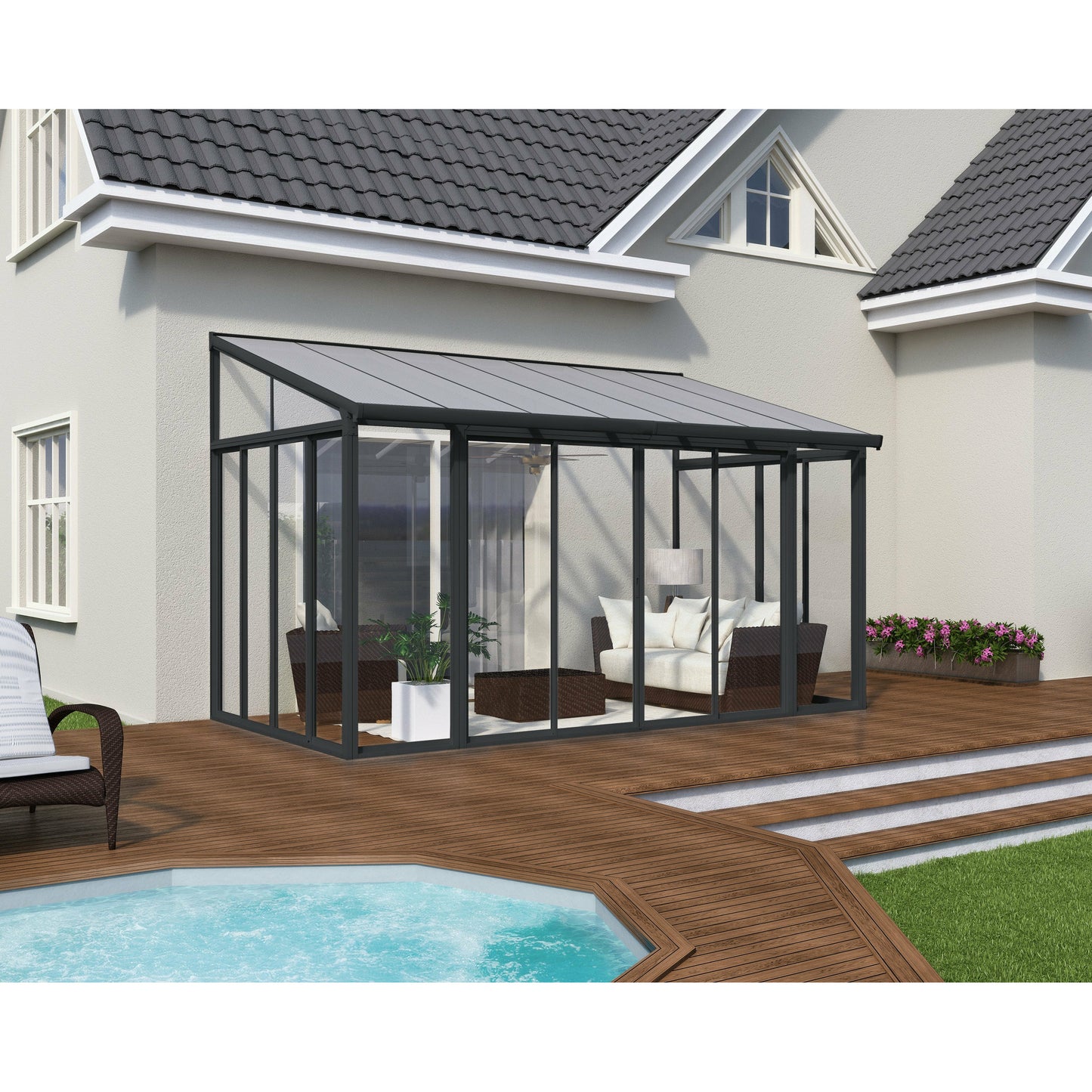 Palram San Remo 10' x 14' Patio Enclosure - Gray/Clear