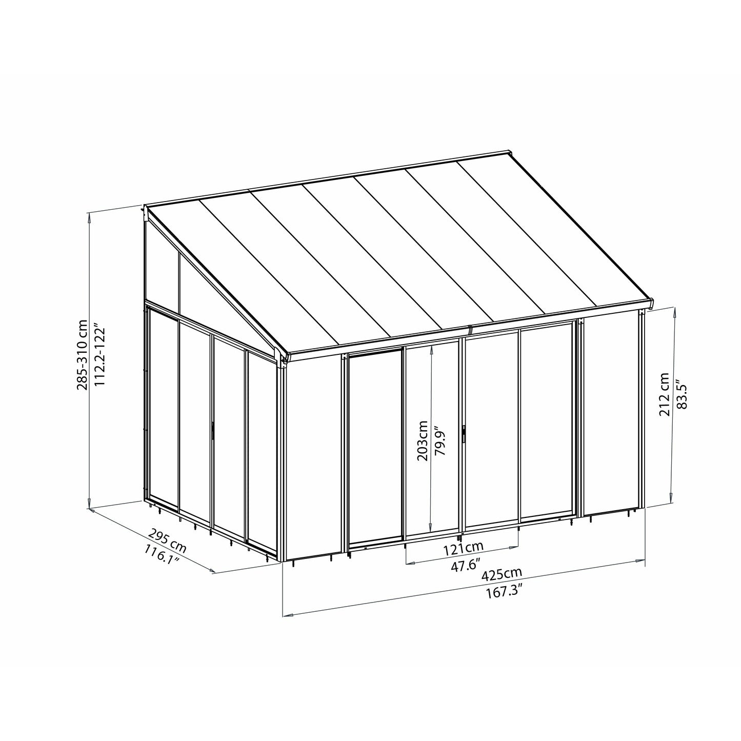 Palram SanRemo 10' x 14' Patio Enclosure - White with Screen Doors (6)