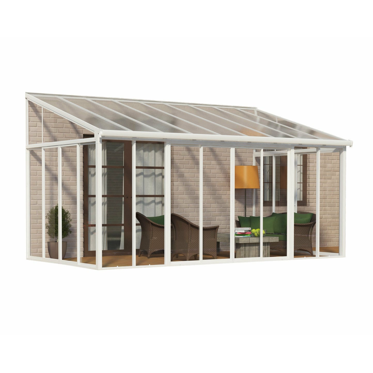 Palram SanRemo 10' x 18' Patio Enclosure - White with Screen Doors (6)