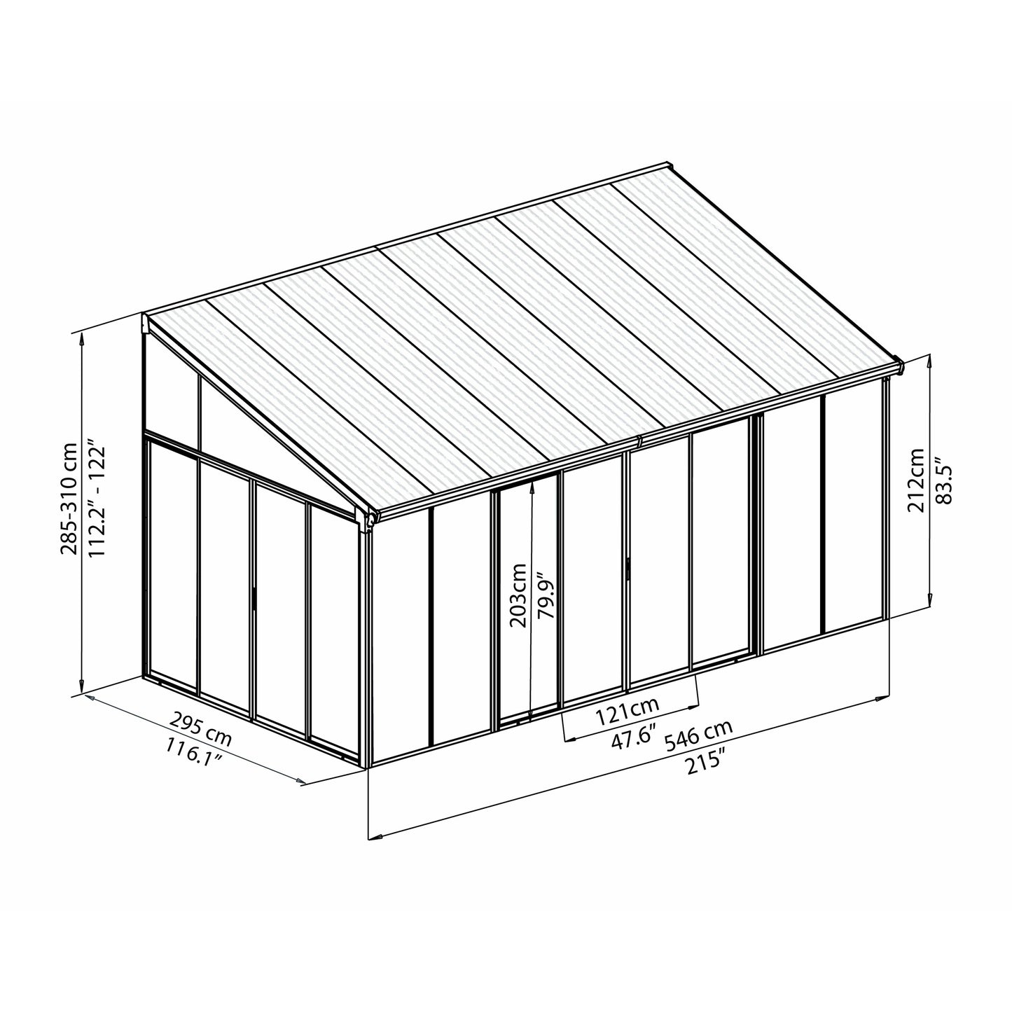 Palram SanRemo 10' x 18' Patio Enclosure - White with Screen Doors (6)
