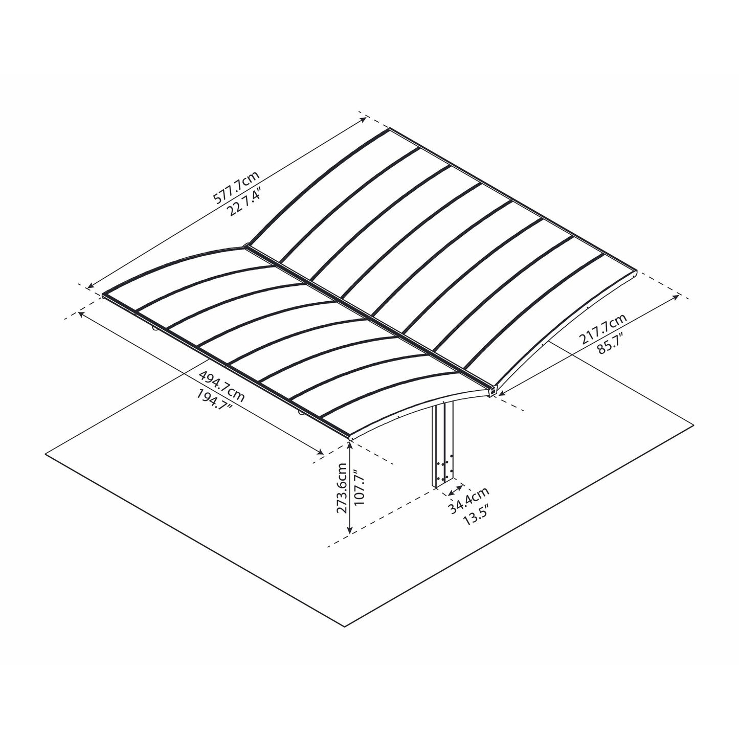 Palram Arizona Breeze Dbl Carport Wing-Style