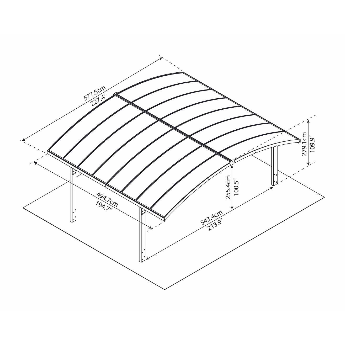 Palram Arizona Wave Dbl Carport Arch-Style