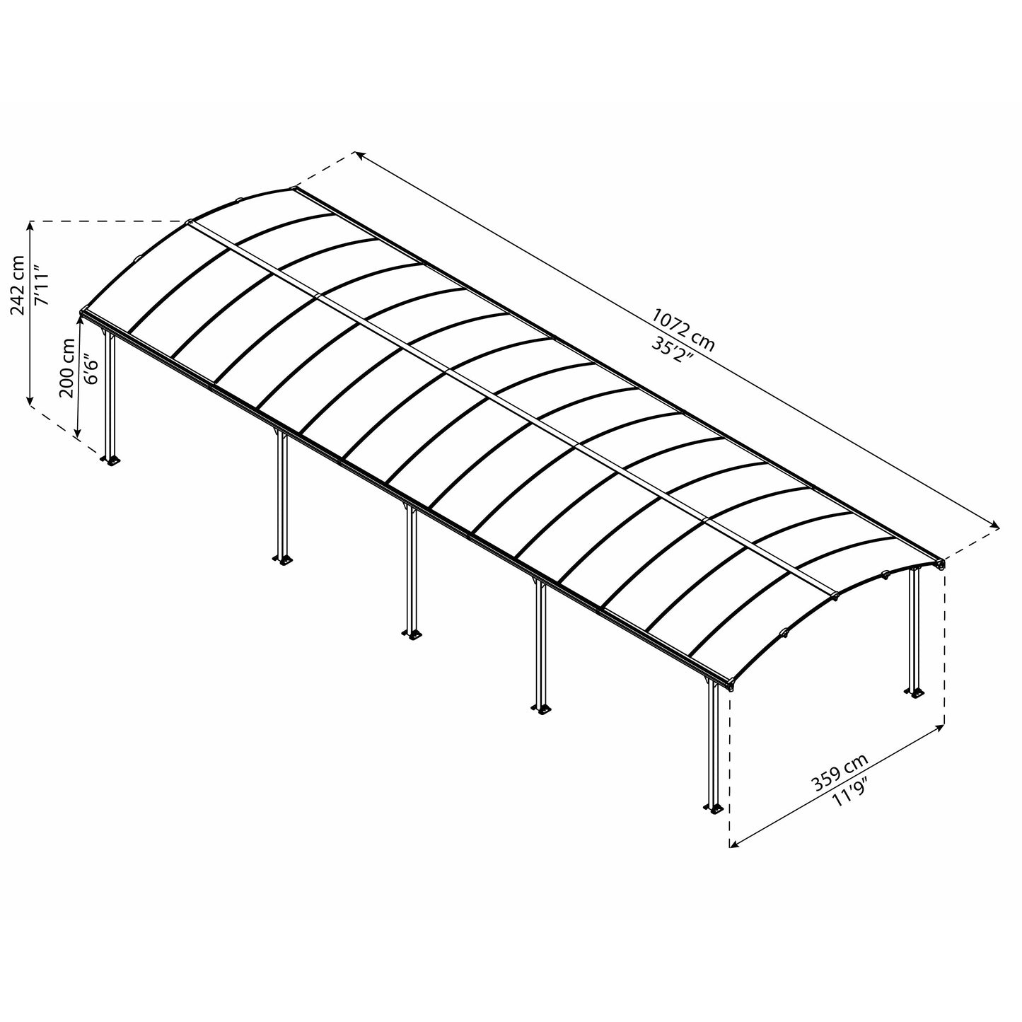 Palram Arcadia 12 x 35 Carport