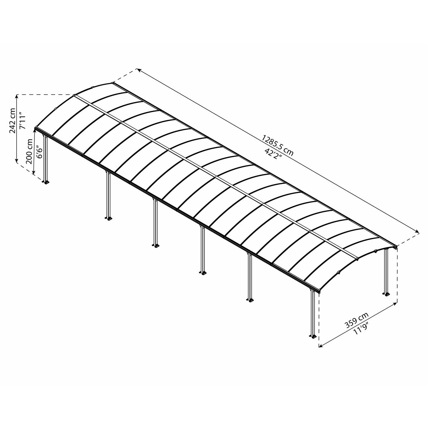 Palram Arcadia 12 x 42 Carport