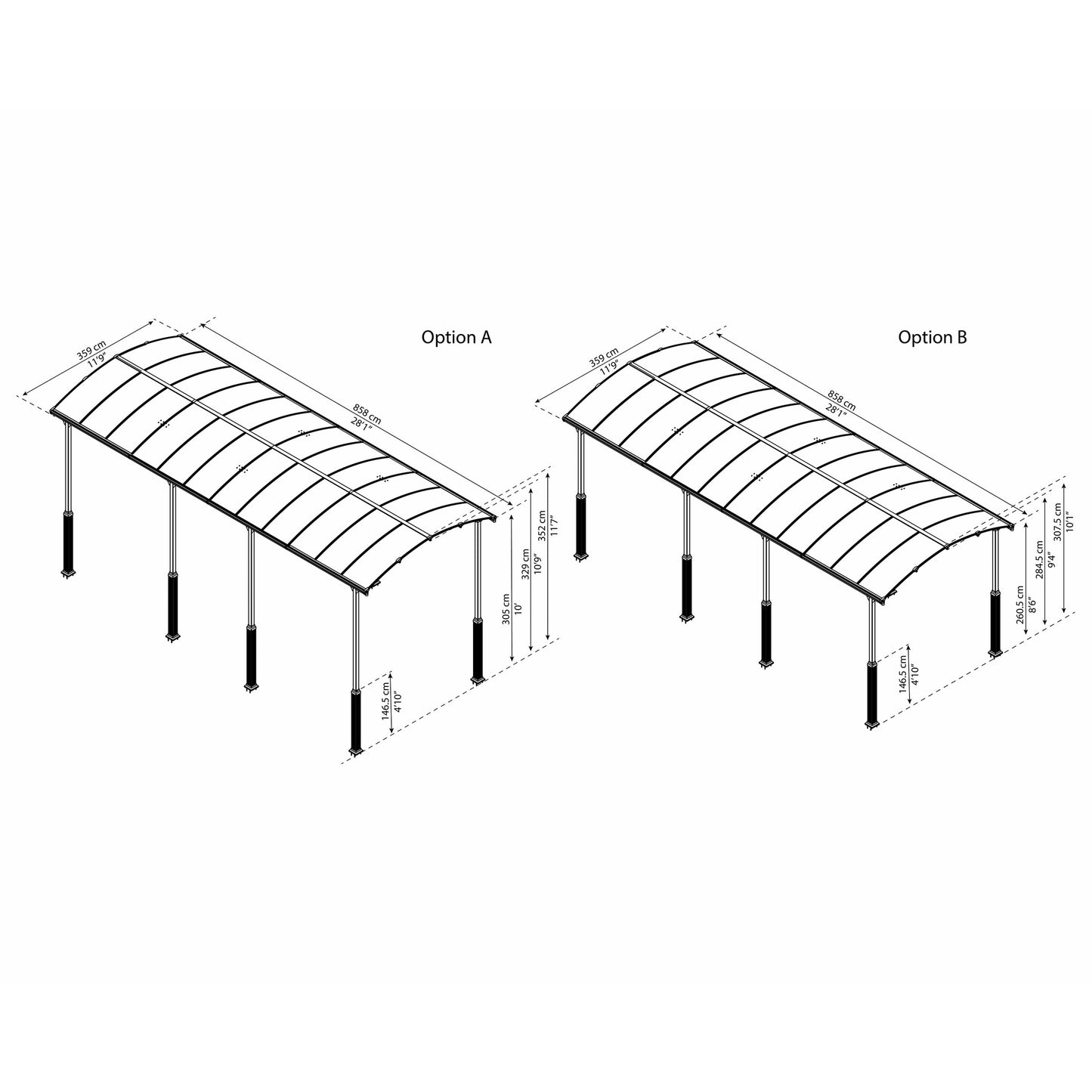 Palram Arcadia Alpine 12 x 28 Carport