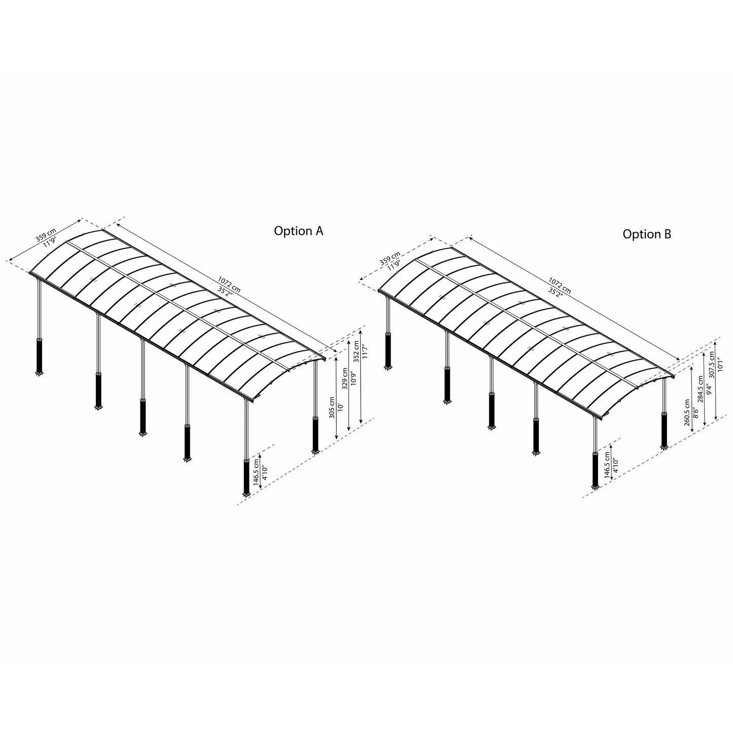 Palram Arcadia Alpine 12 x 35 Carport