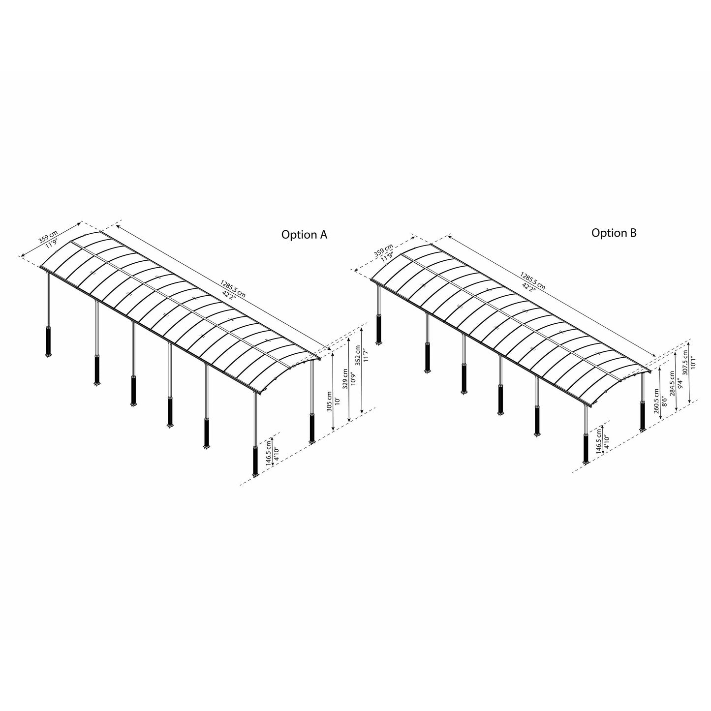 Palram Arcadia Alpine 12 x 42 Carport