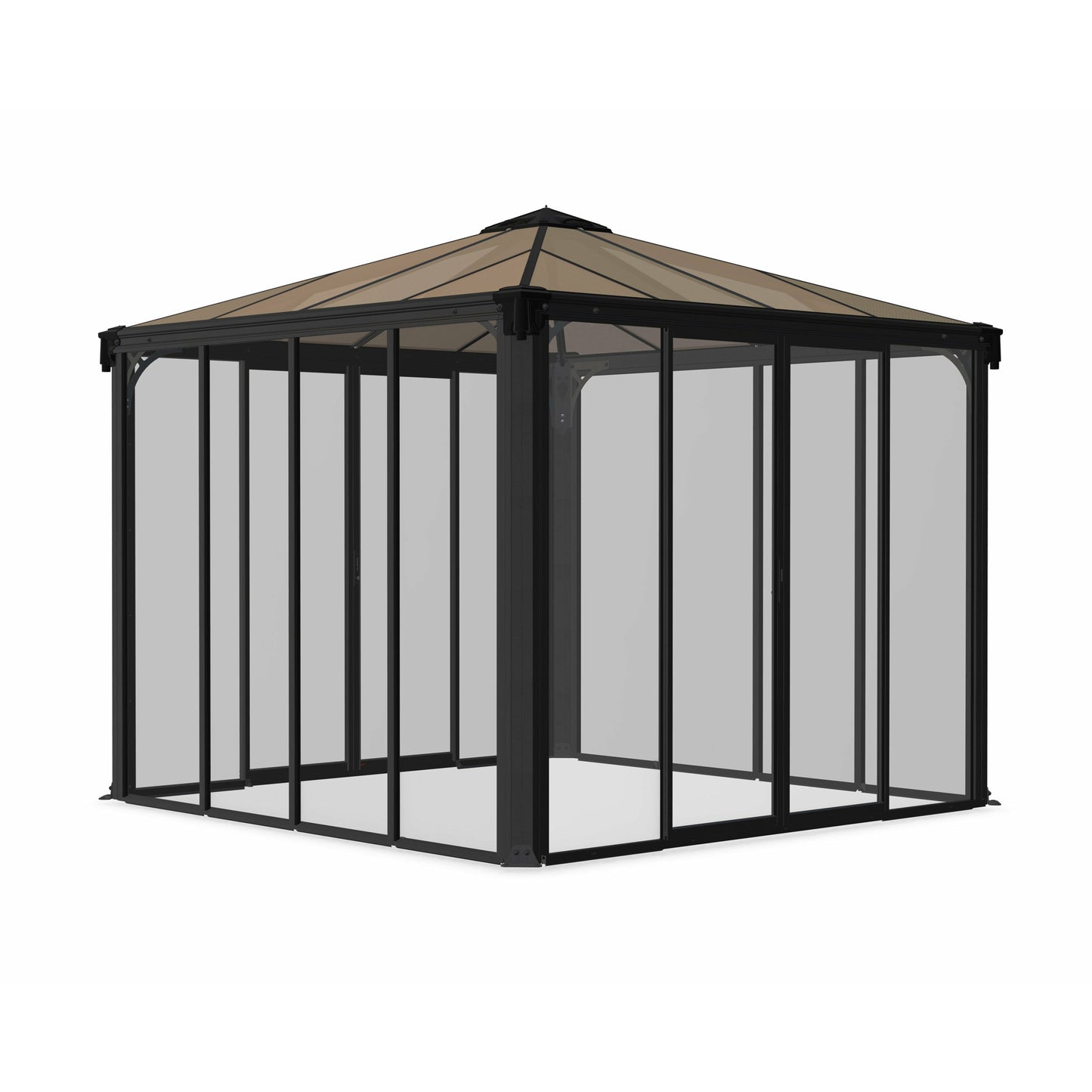 Palram Ledro Gazebo 10 x 10 w/screen doors GRAY/BRNZ
