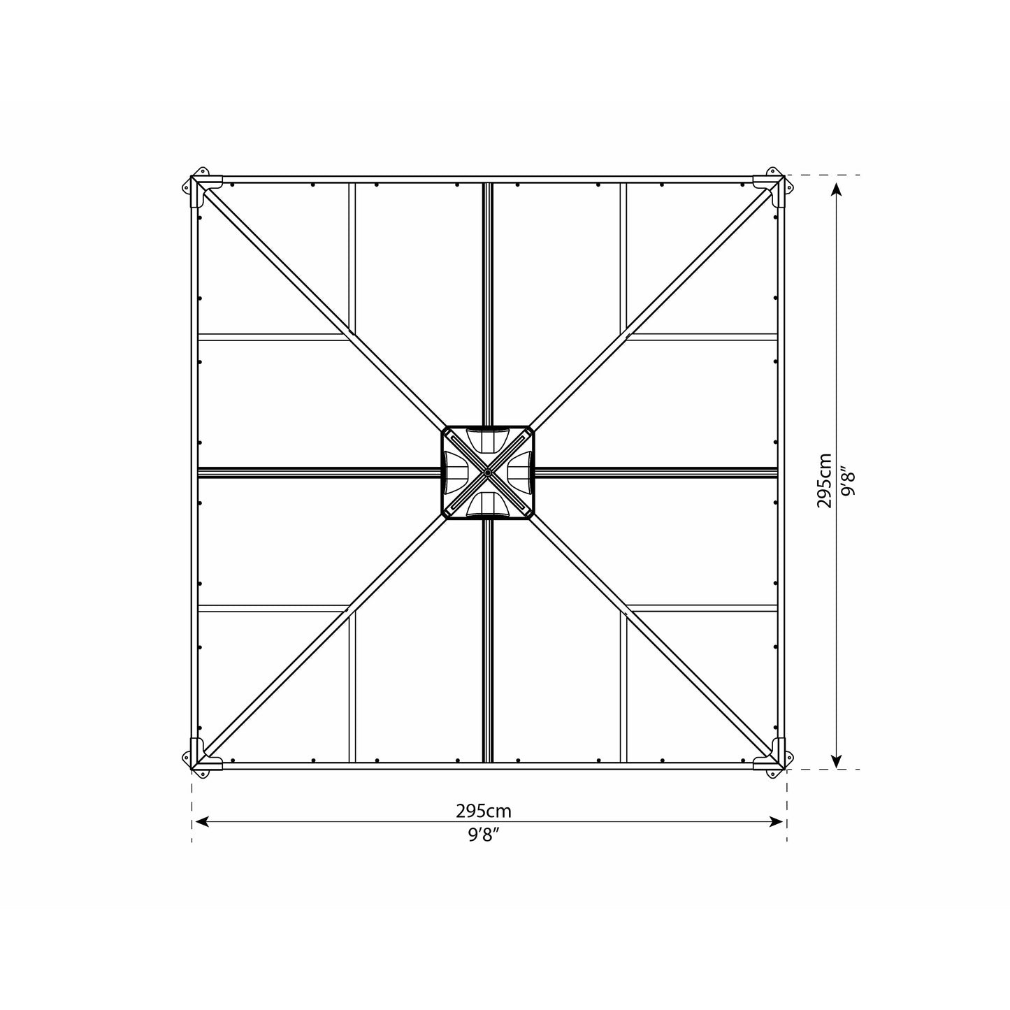 Palram Ledro Gazebo 10 x 10 w/screen doors GRAY/BRNZ