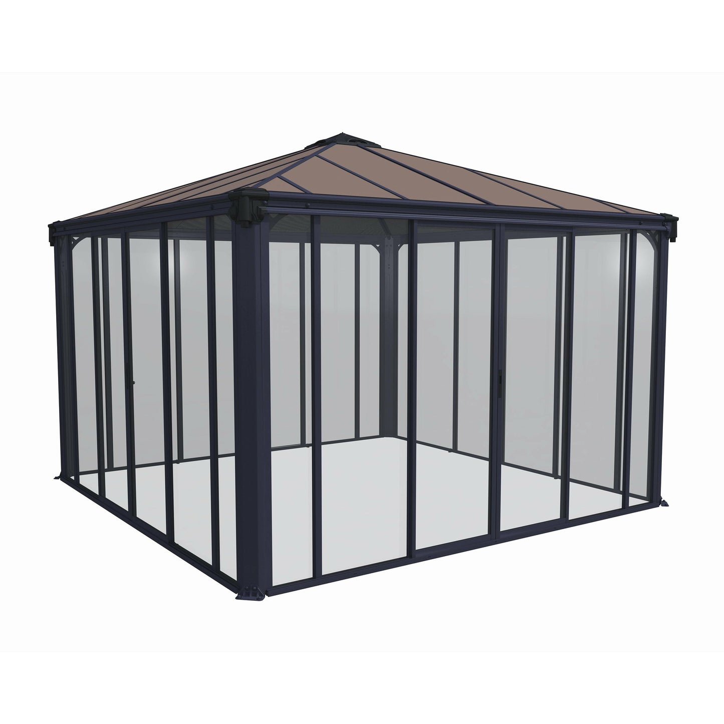 Palram Ledro Gazebo 12 x 12 w/screen doors GRAY/BRNZ