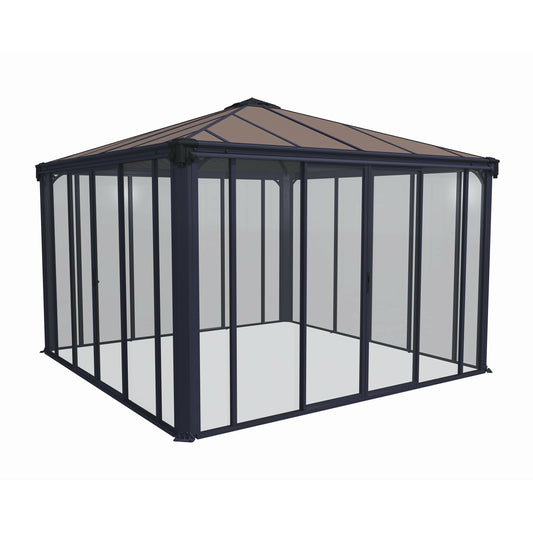 Palram Ledro Gazebo 12 x 12 w/screen doors GRAY/BRNZ