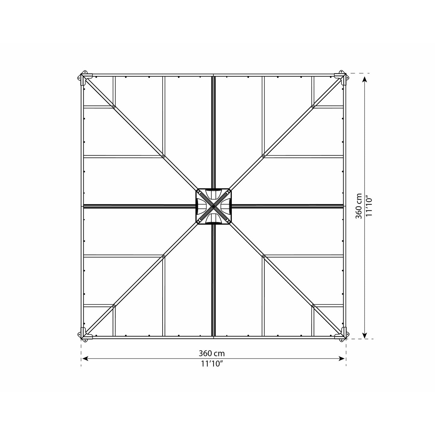Palram Ledro Gazebo 12 x 12 w/screen doors GRAY/BRNZ