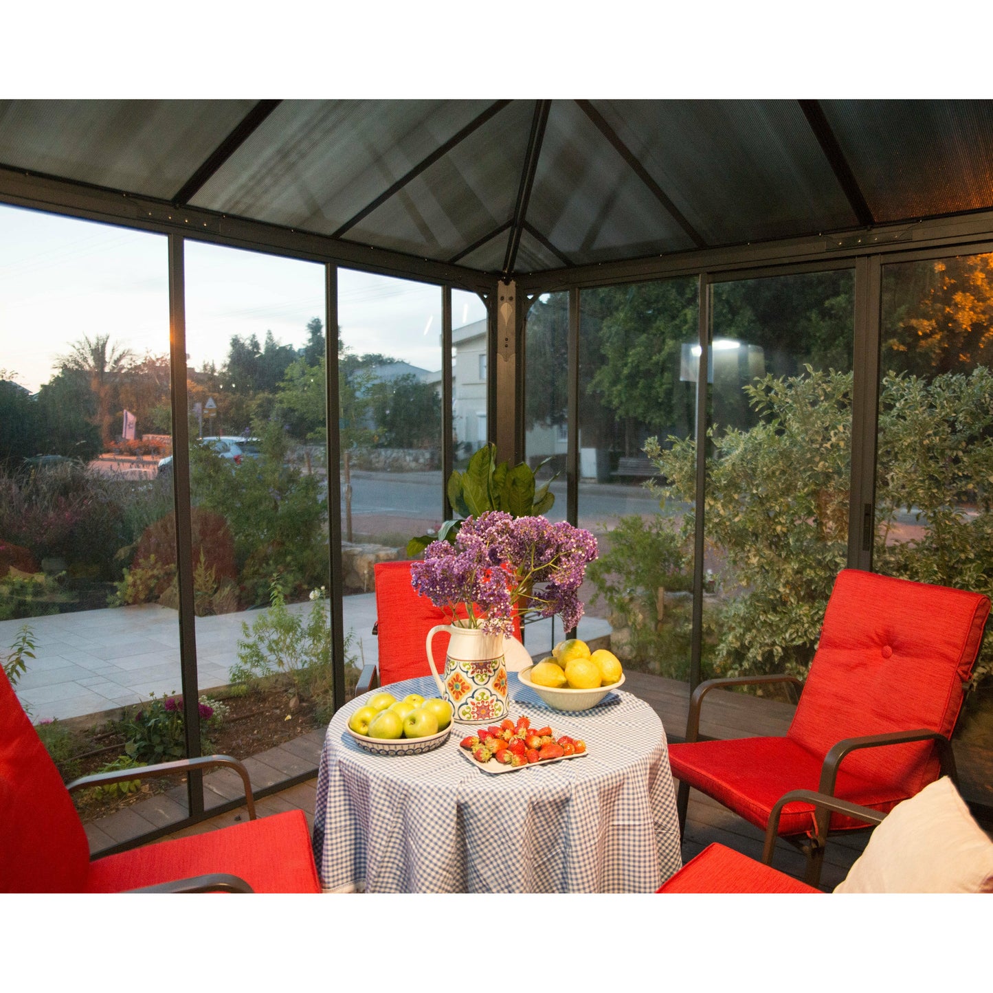 Palram Ledro Gazebo 12 x 12 w/screen doors GRAY/BRNZ